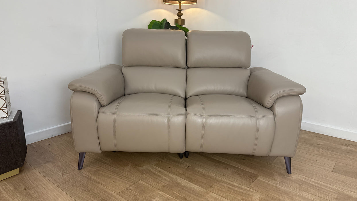 Sofology Bailey Recliner 2 Seater in Trusty Embossed Leather Stone