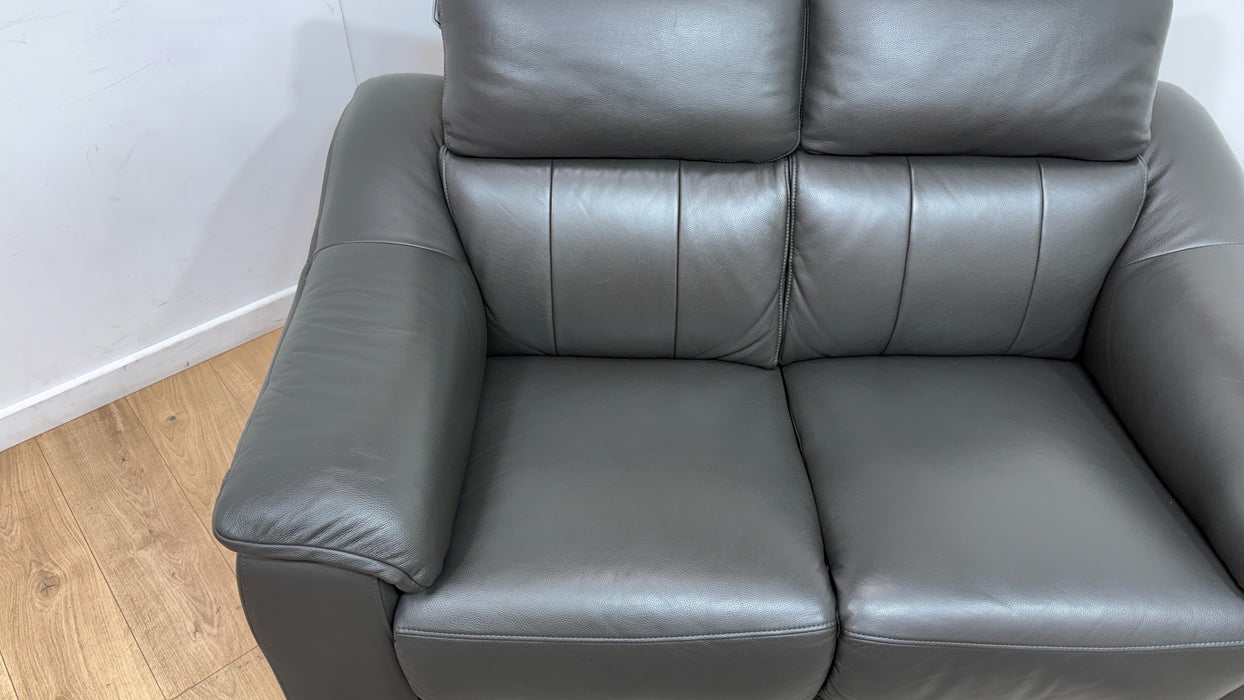 Sofology Carrera Leather 2 Seater in Trusty Embossed Charcoal