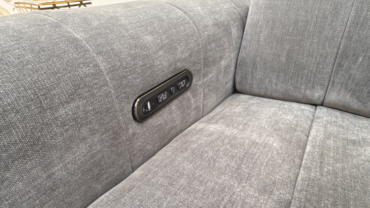 Sofology Paramount Fabric 2.5 Seater Console Power Recliner/Headrest Speakers in Relaxed Chenille Charcoal