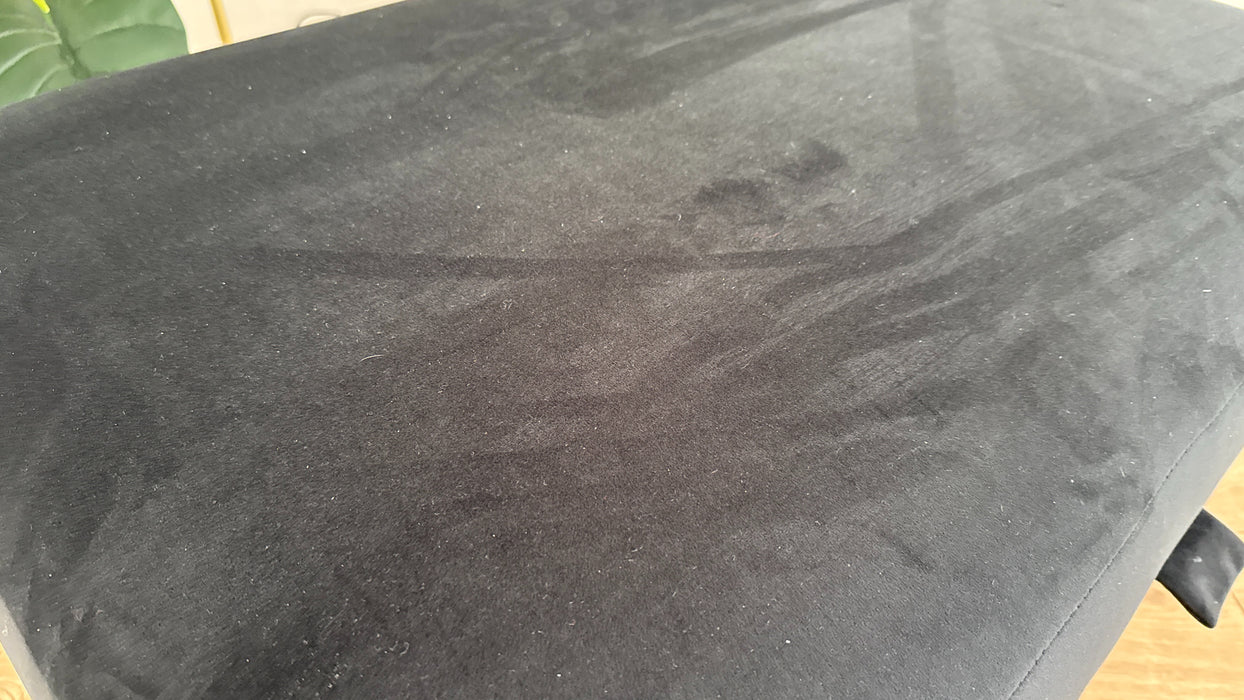 Sofology The Oscar Storage Footstool Silver Trim in Super Matt Velvet Black