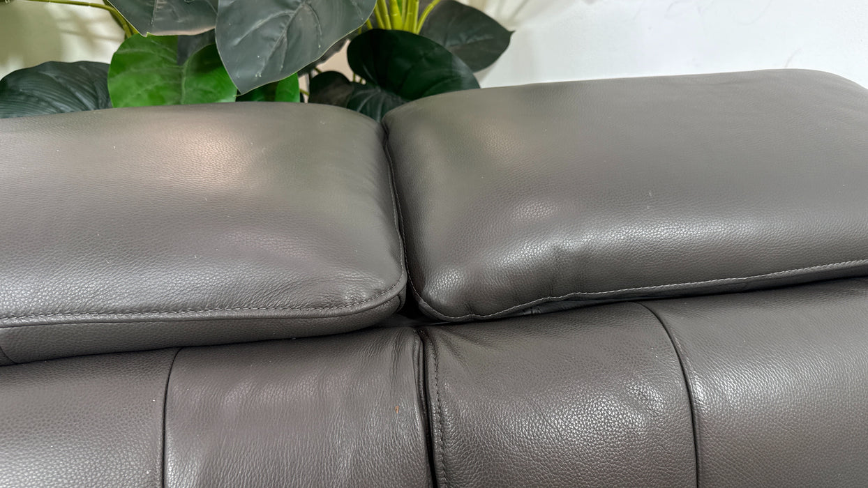 Sofology Carrera Leather 2 Seater in Trusty Embossed Charcoal