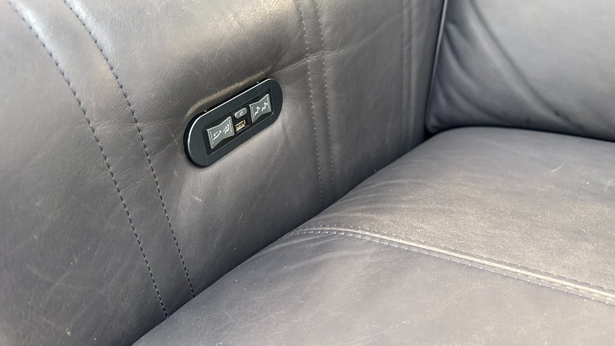 Sofology Mason Leather 3 Seater Power Recliner/Headrest in Relaxed Matt Charcoal