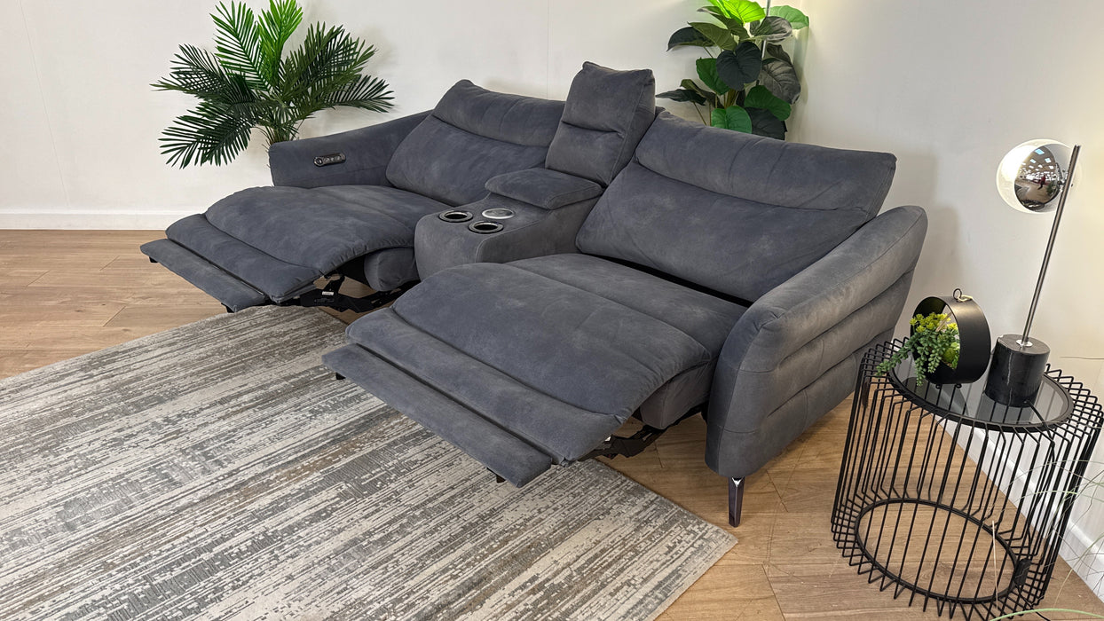 Sofology Renato 2.5 Fabric Seater Console Power Recliner in Lifestyle Flecked Charcoal