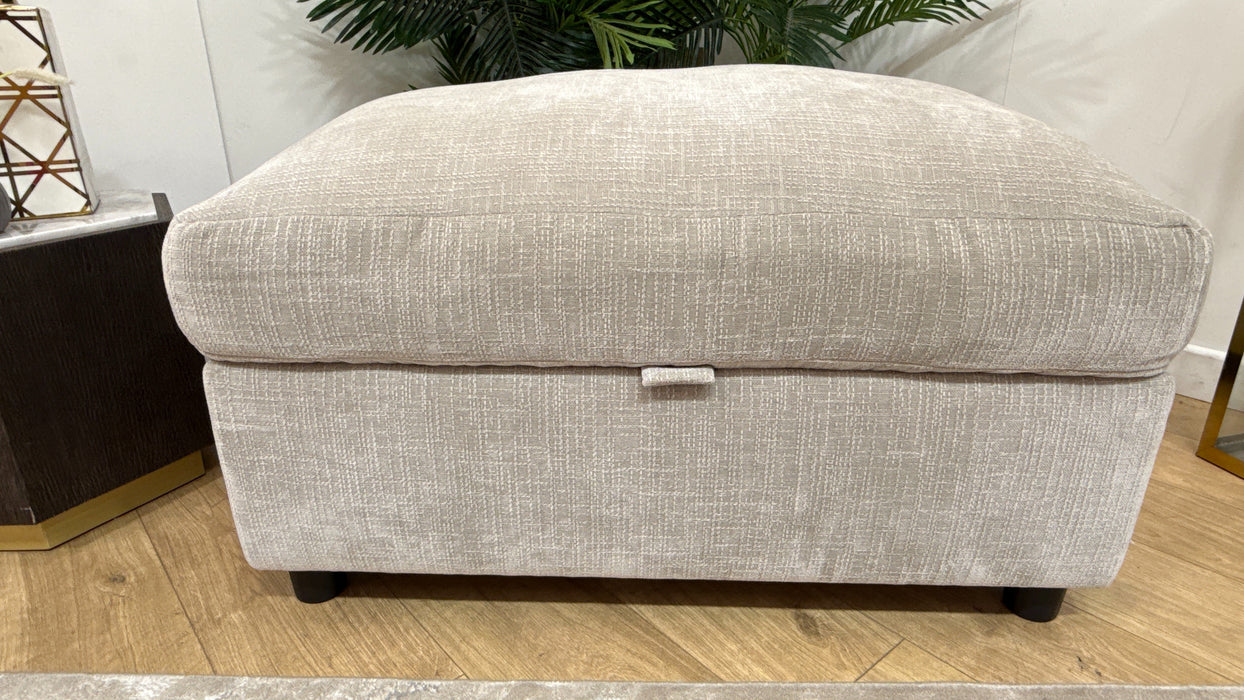 Sofology Moderna Fabric Storage Footstool Extra Flex Interior in Soft Slub Chenille Silver