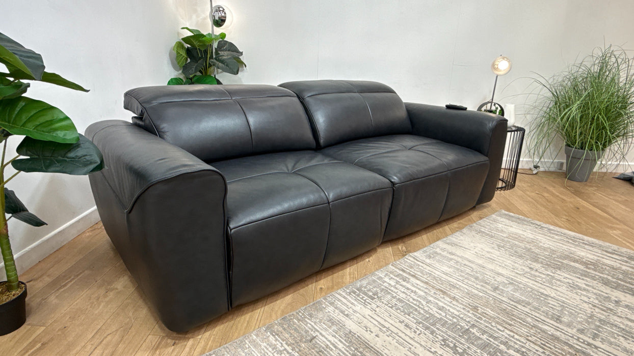 Sofology Riviera Leather 3 Seater Motion Chaise in Trusty Embossed Navy