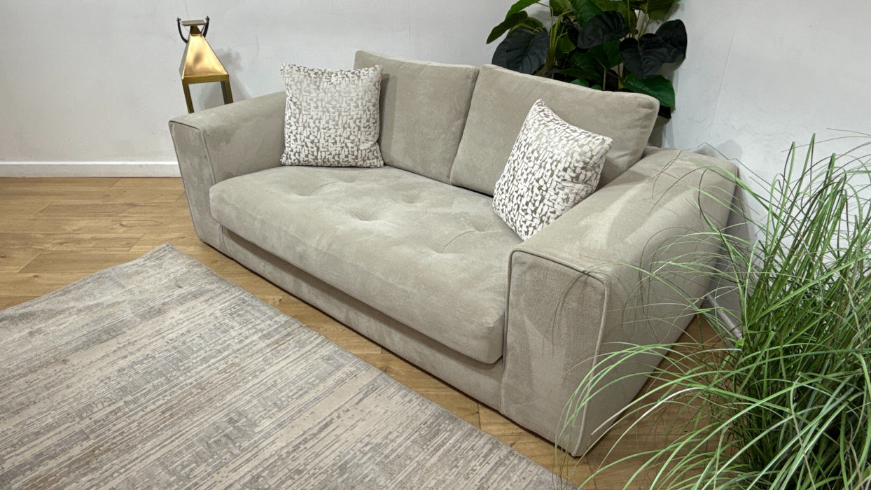 Sofology Ascot Fabric 3 Seater Bench Seat in Soft Sherpa Stone Mix