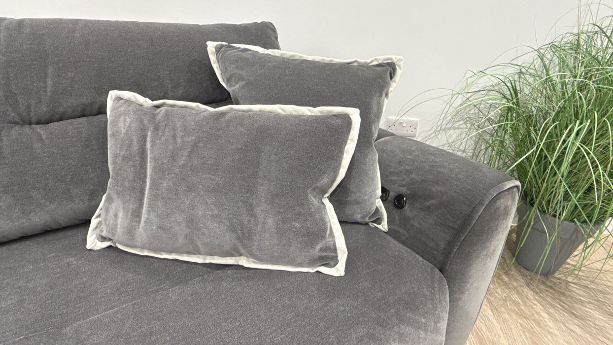Sofology Daxton Fabric 3 Seater Double Motion Chaise + Speakers in Chenille Charcoal