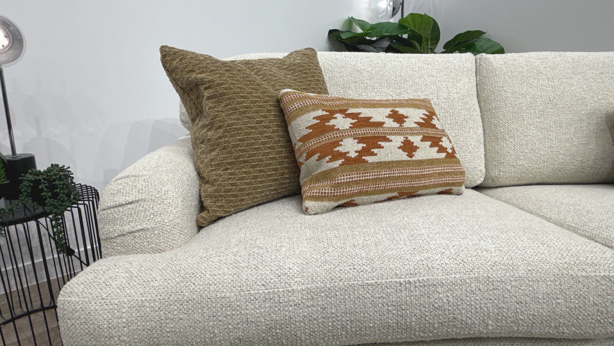 Sofology Hampton Fabric 3 Seater in Chunky Knit Chenille Natural/Burnt Sienna Mix