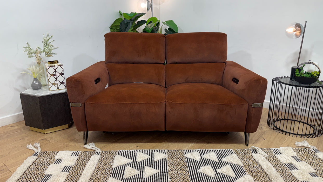 Sofology Arlington Fabric 2 Seater Power Recliner/Headrest Lumbar Support in Lifestyle Mottled Rust