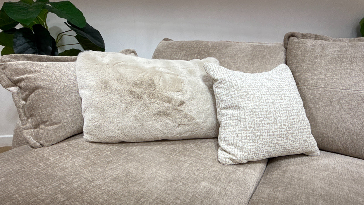 Sofology Portobello Fabric Chaise 4 Seater Storage Foam Seats in Teddy Chenille Natural Mix