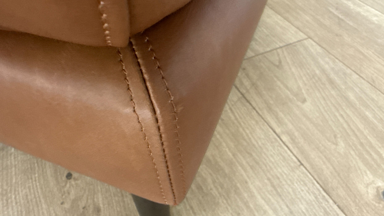 Sofology Adler Leather Designer Footstool in Relaxed Soft Tan