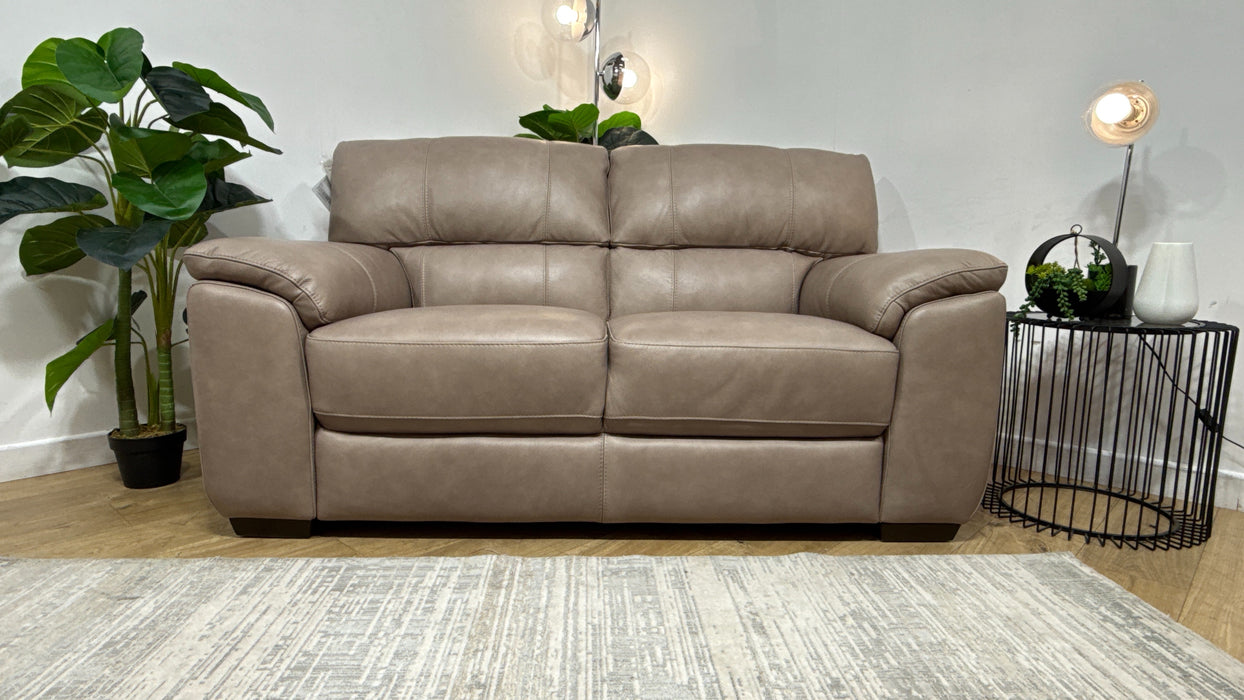Sofology Santina Leather 2 Seater in Relaxed Soft Stone
