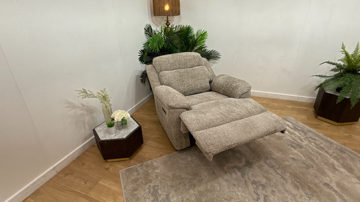 Sofology Gracie Fabric Chair Power Recliner In Hopsack Mink