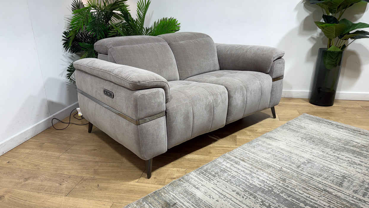 Sofology Milan Fabric 2 Seater Power Recliner/Headrest with Trim in Relaxed Chenille Nutmeg