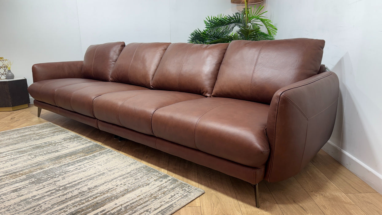Sofology The Adler Leather 4 Seater in Relaxed Soft Brown