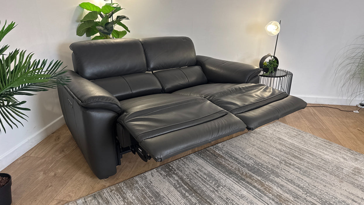 Sofology The Hugo 2 Seater Recliner in Trusty Embossed Leather Charcoal