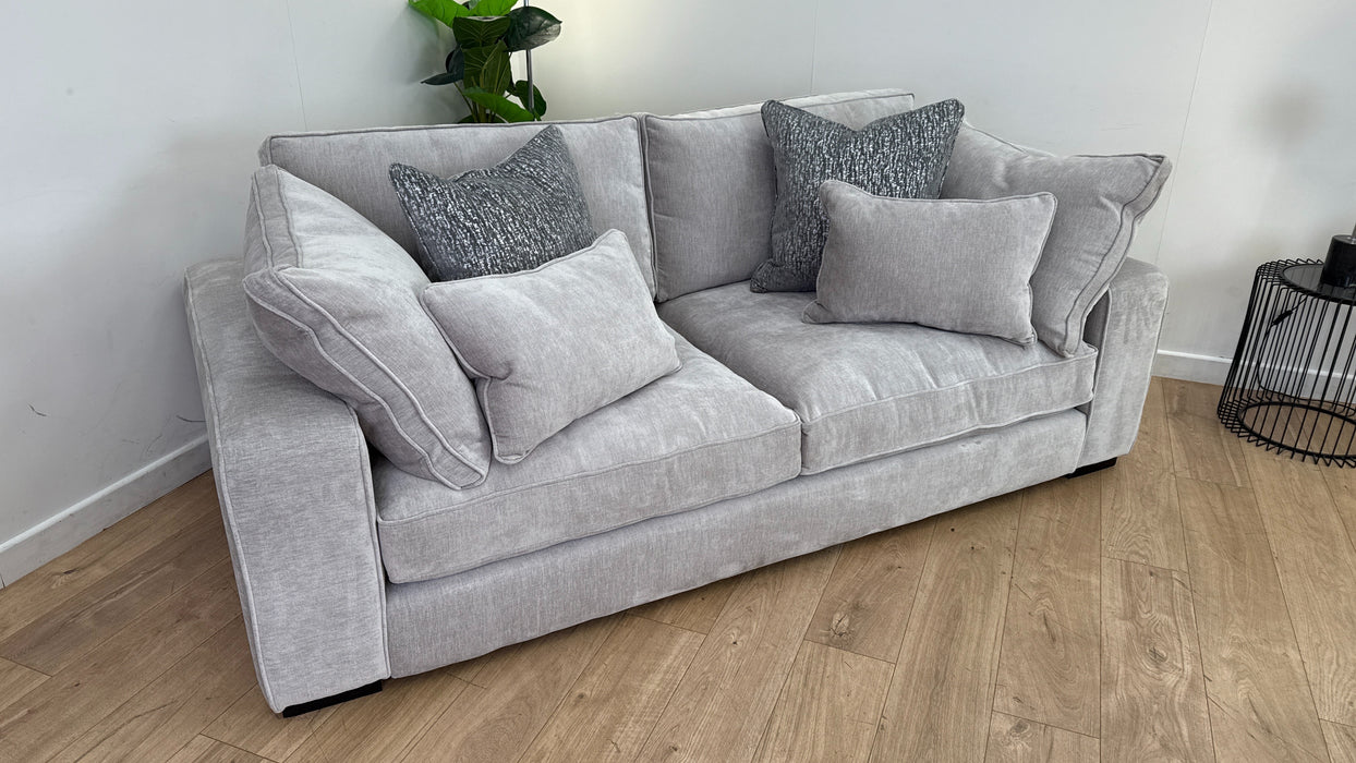 Sofology The Laurent 3 Seater Fabric Sofa in Luxury Deep Pile Chenille Silver Mix
