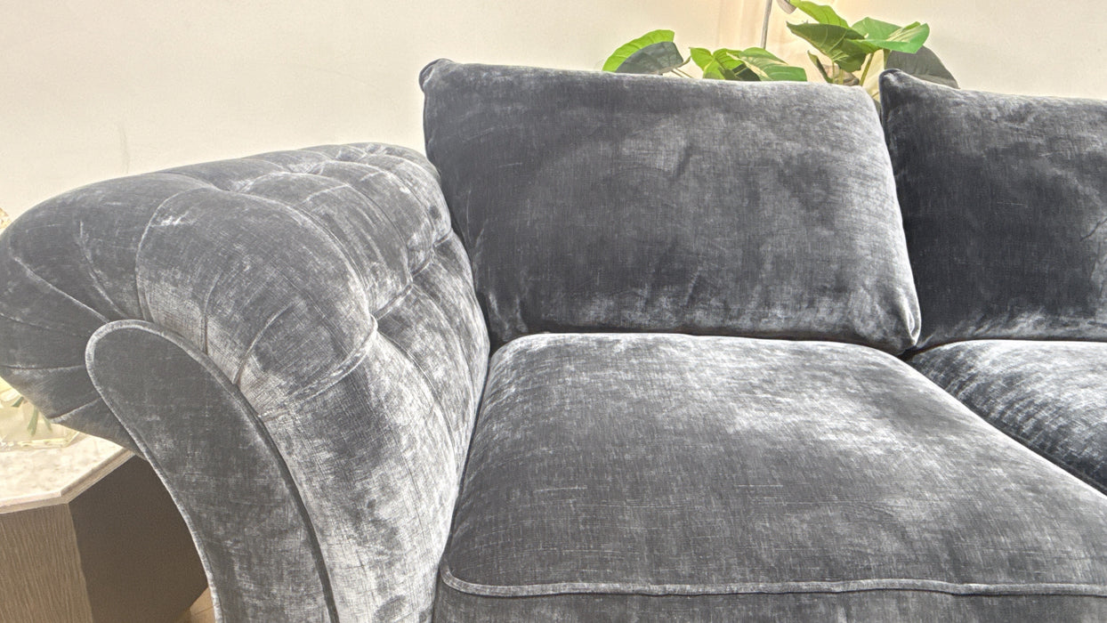 Sofology Highgrove Fabric 3 Seater Full Back Extra Flex Seats in Luxe Chenille Charcoal Mix
