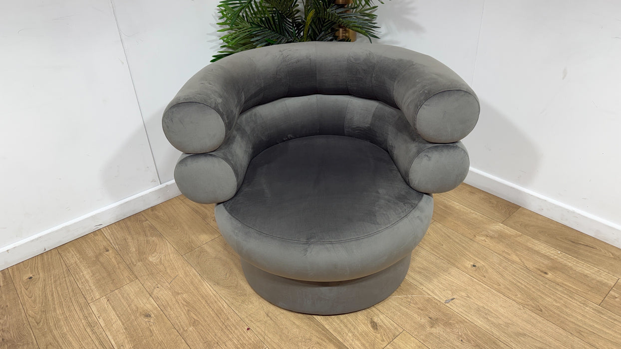 Sofology The Fitzrovia Fabric Accent Chair in Matt Velvet Slate Without Trim