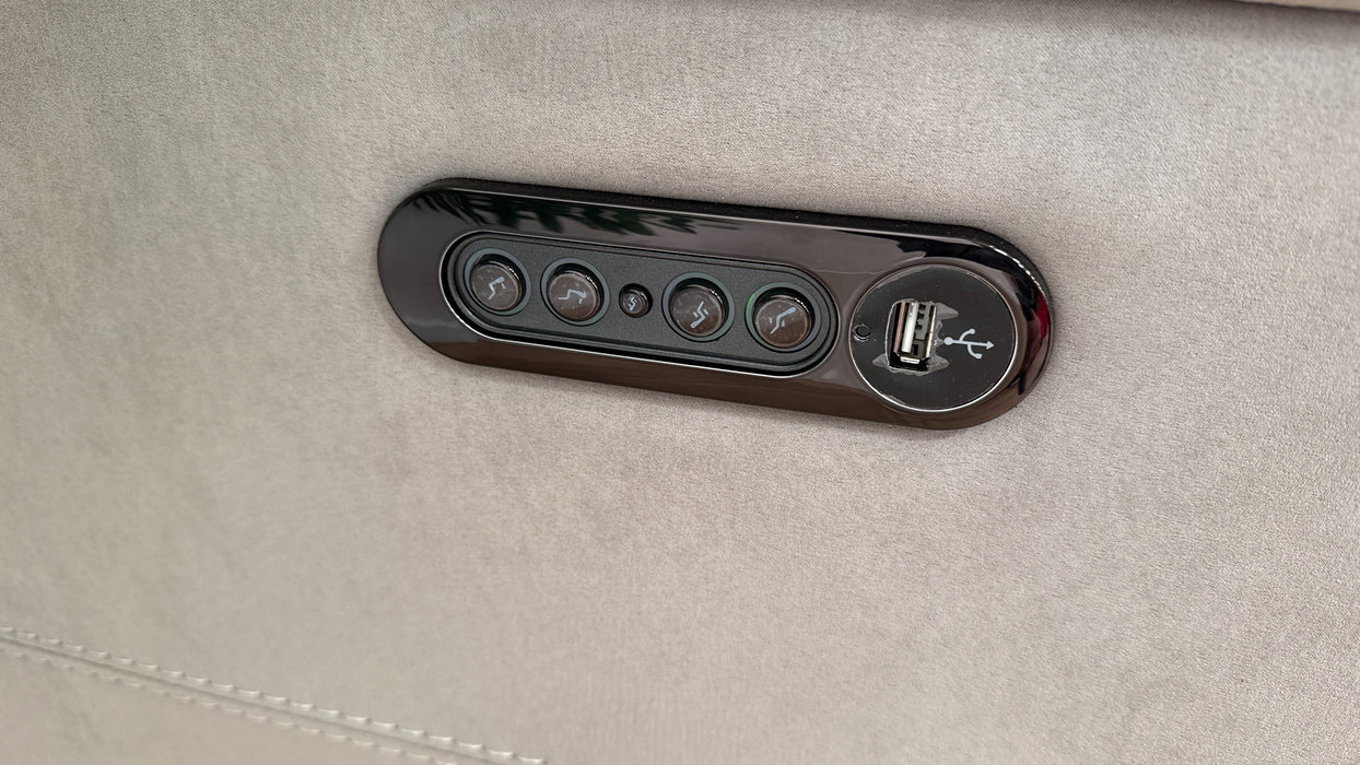 Sofology Illinois Fabric 2 Seater Console Power Recliner/Headrest in Lifestyle Textured Grey