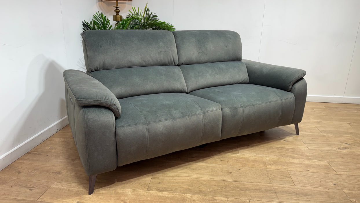 Sofology Bailey Fabric 2.5 Seater Power Recliner/Headrest in Lifestyle Flecked Mineral Green