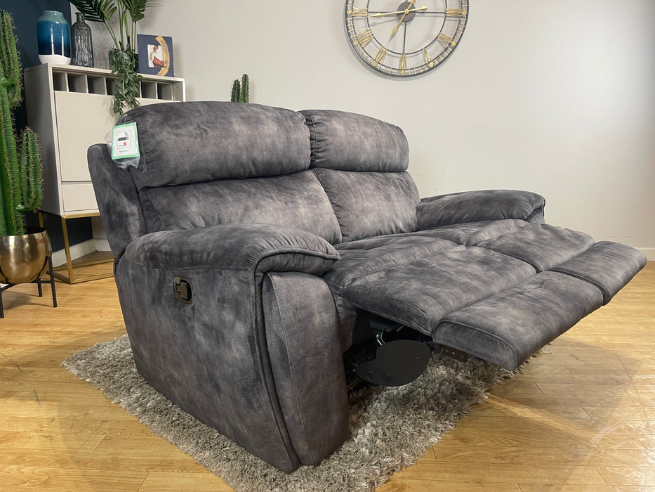 Radley Fabric 2 Seater Washed Velvet Charcoal Manual Recliner (WA2)