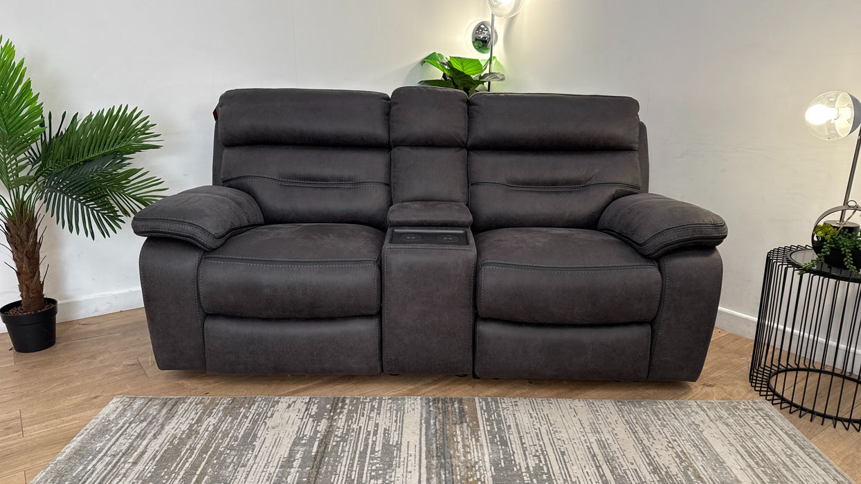 DFS The View Express Leather Recliner Cinema 2 Seater in Charcoal