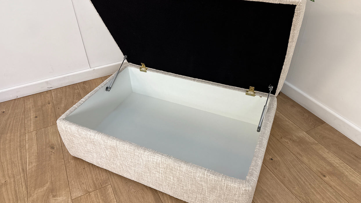 Sofology Cove Fabric Large Storage Footstool in Artisan Chenille Ecru