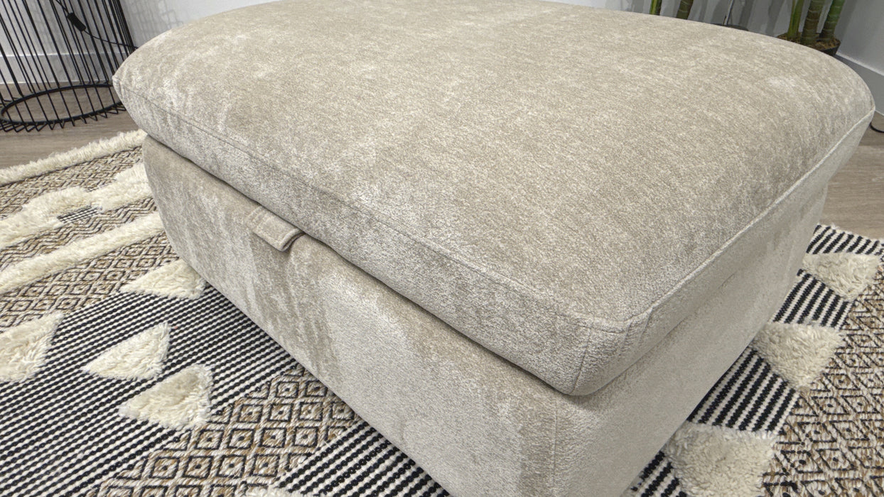 Sofology Hudson Fabric Storage Footstool in Luxury Sherpa Pebble