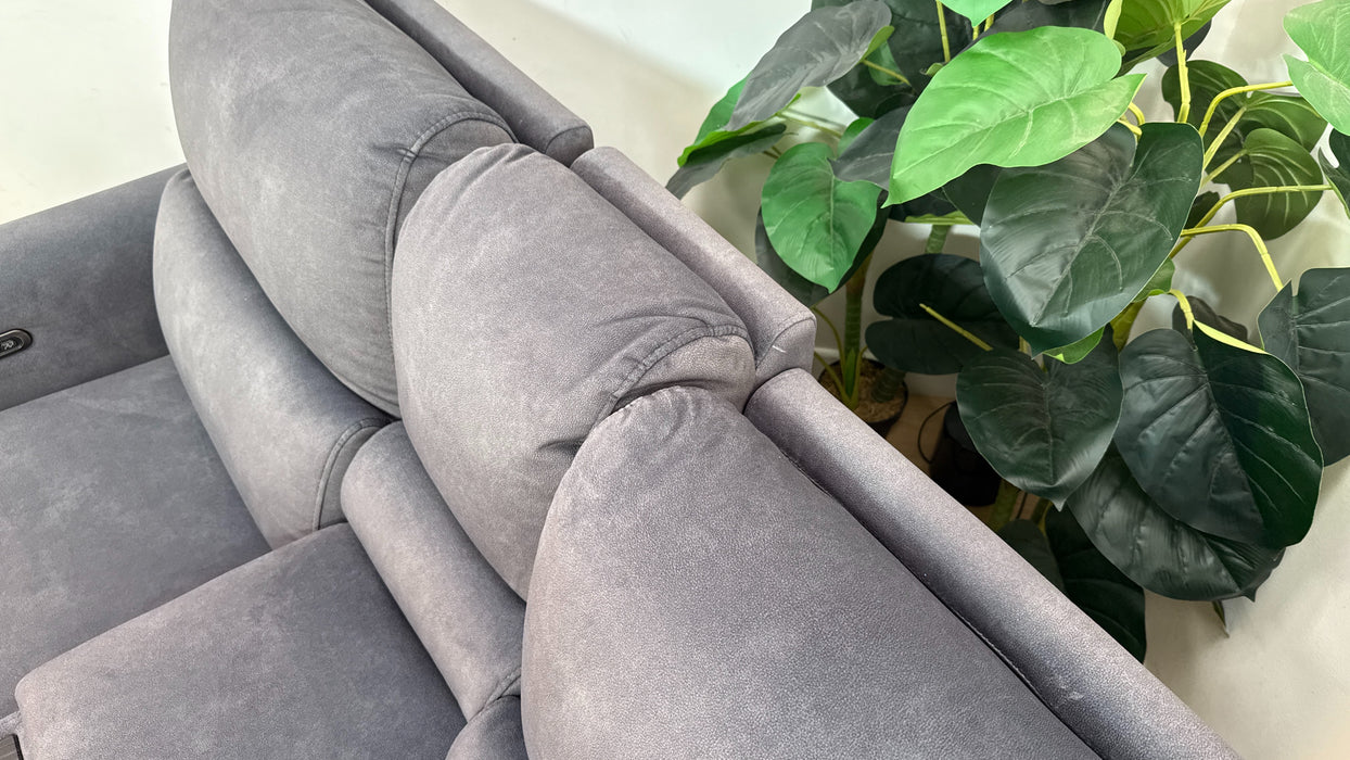 Sofology Ravello Fabric 2 Seater Console Power Recliner/Headrest Lumbar Support in Lifestyle Flecked Charcoal