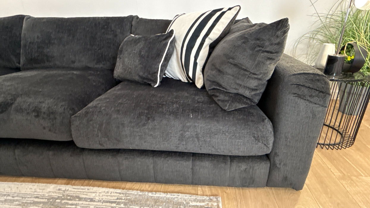 Sofology The Westwood Fabric Chaise 1 Corner 3 No Trim in Teddy Chenille Black