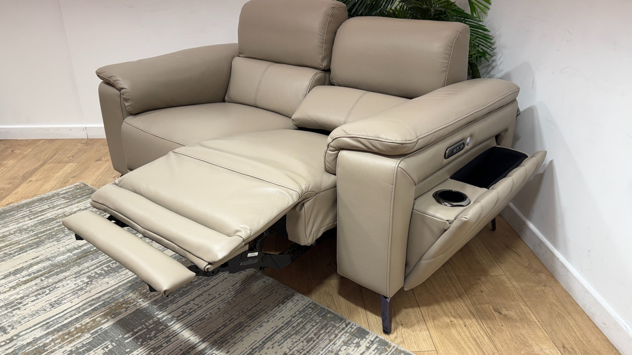 Sofology The Fratelli Leather 2 Seater Power Recliner/Headrest in Trusty Embossed Stone
