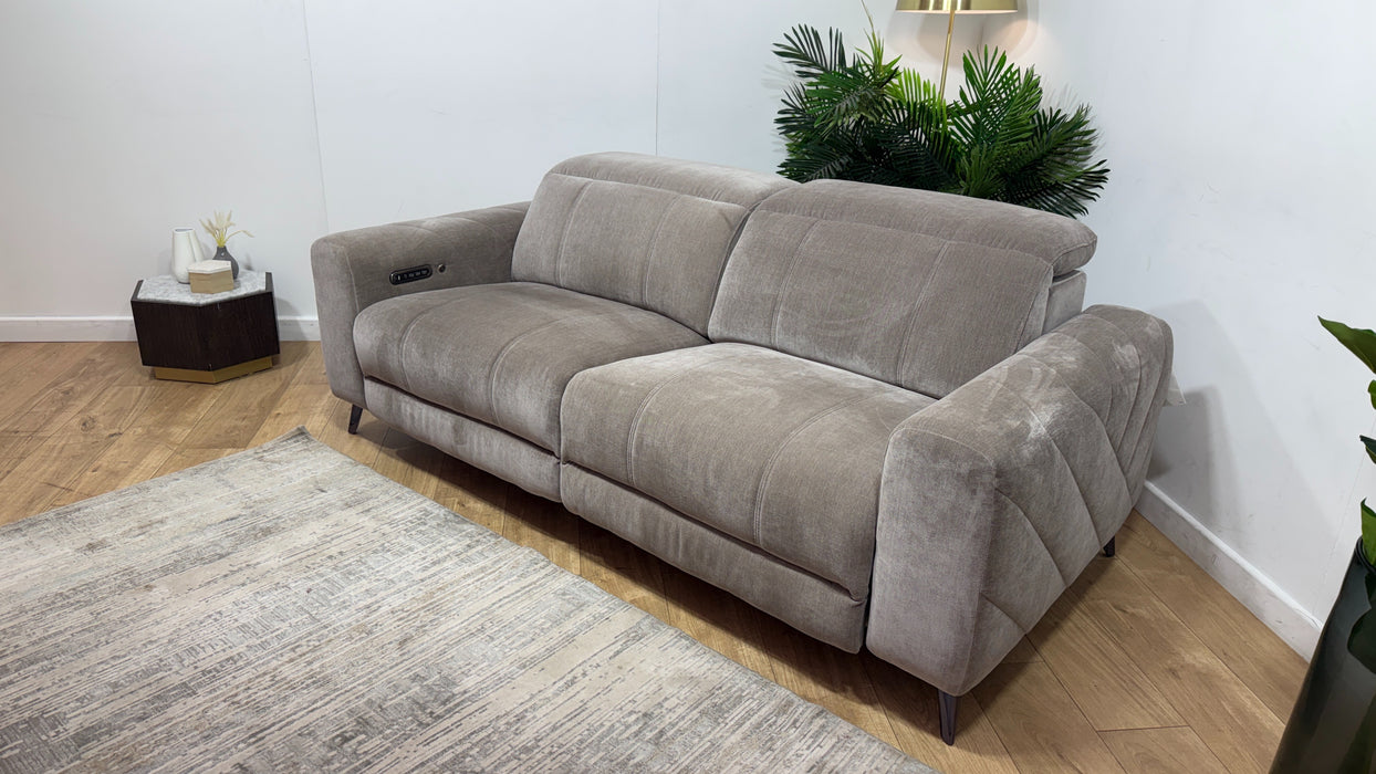 Sofology Allure Fabric 2.5 Seater Power Recliner/Headrest Heated Seats Lumbar Support in Relaxed Chenille Nutmeg