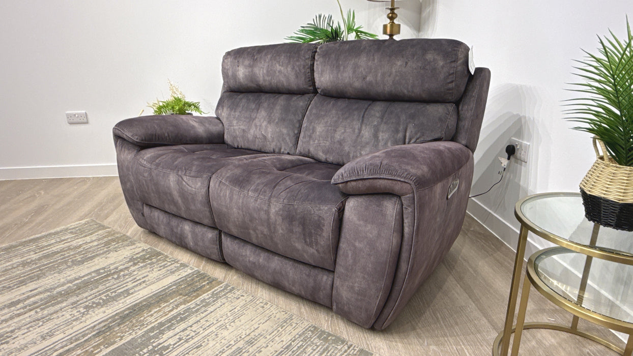Sofology Radley Fabric 3 Seater Power Recliner + Power Hdrst in Decent Charcoal