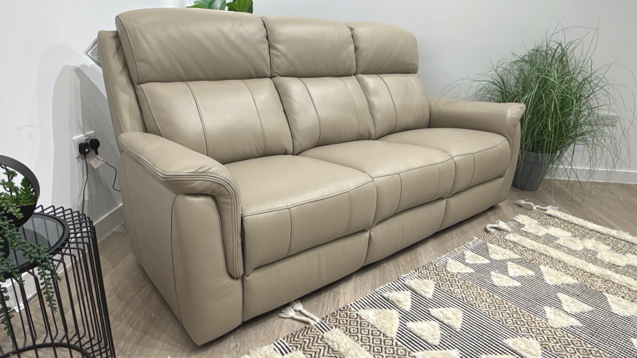 Sofology Bradie Leather 3 Seater in Trusty Embossed Stone