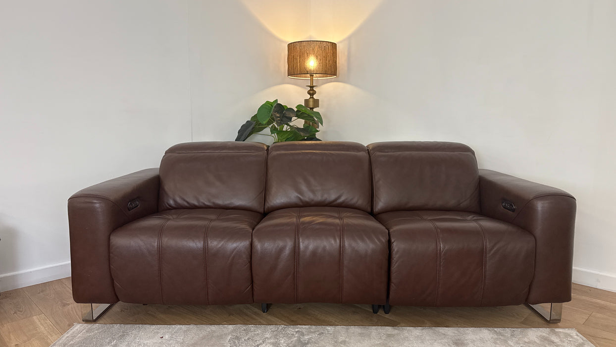 Sofology Marvella Leather 3 Power Recliner in Chocolate