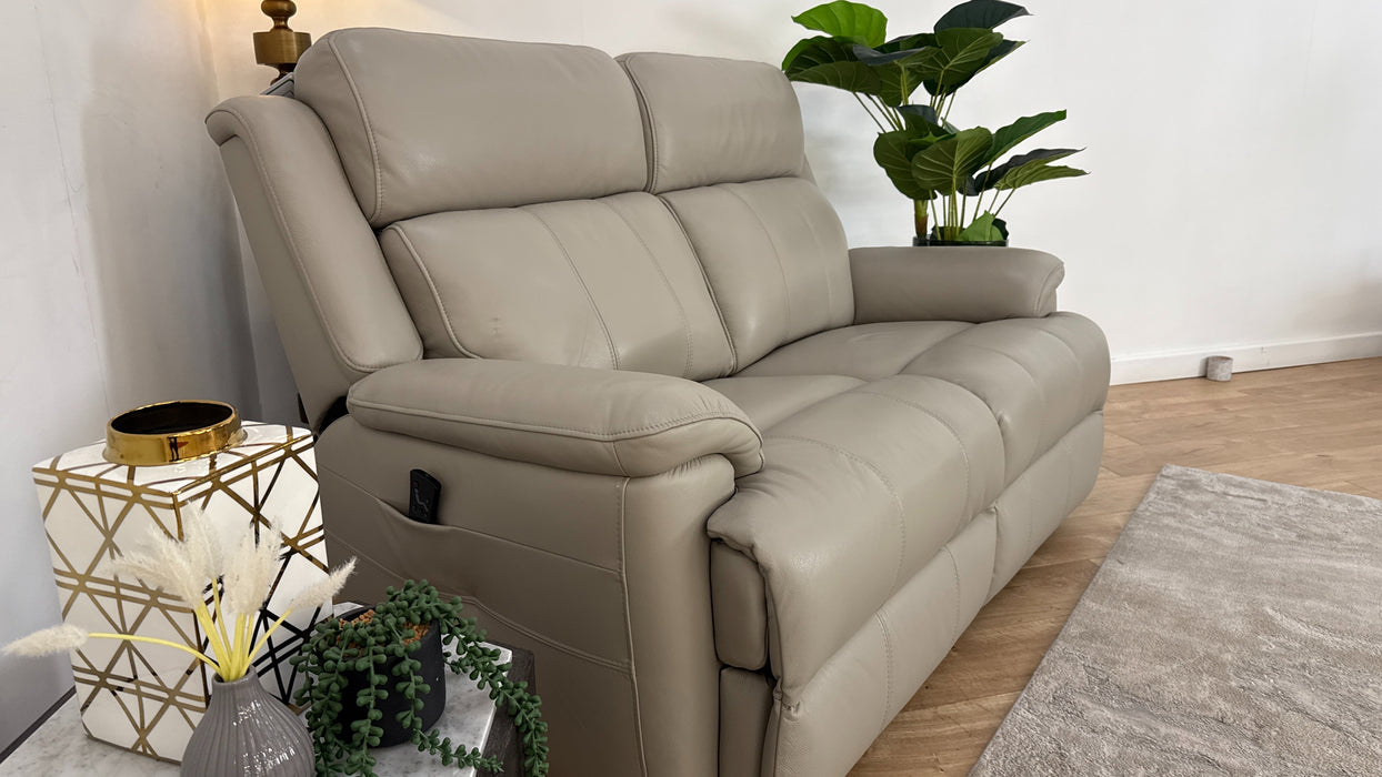 Sofology Gracie Leather 2 Seater Power Recliner/Headrest Massage in Trusty Sheen Lead Grey