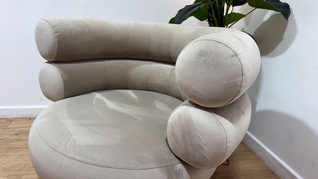 Sofology The Fitzrovia Fabric Accent Swivel Chair in Matt Velvet Stone Without Trim