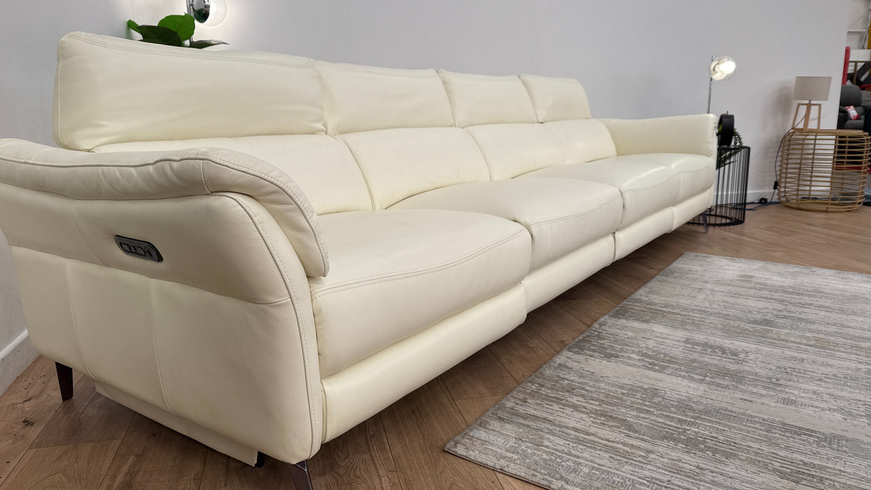Sofology The Missouri 4 Seater Recliner Sofa in Trusty Sheen Leather White
