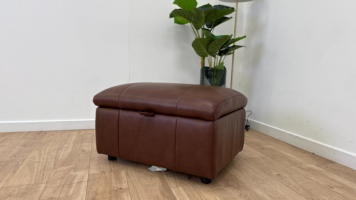 Sofology Lumiere Leather Designer Storage Footstool in Trusty Embossed Leather Chestnut
