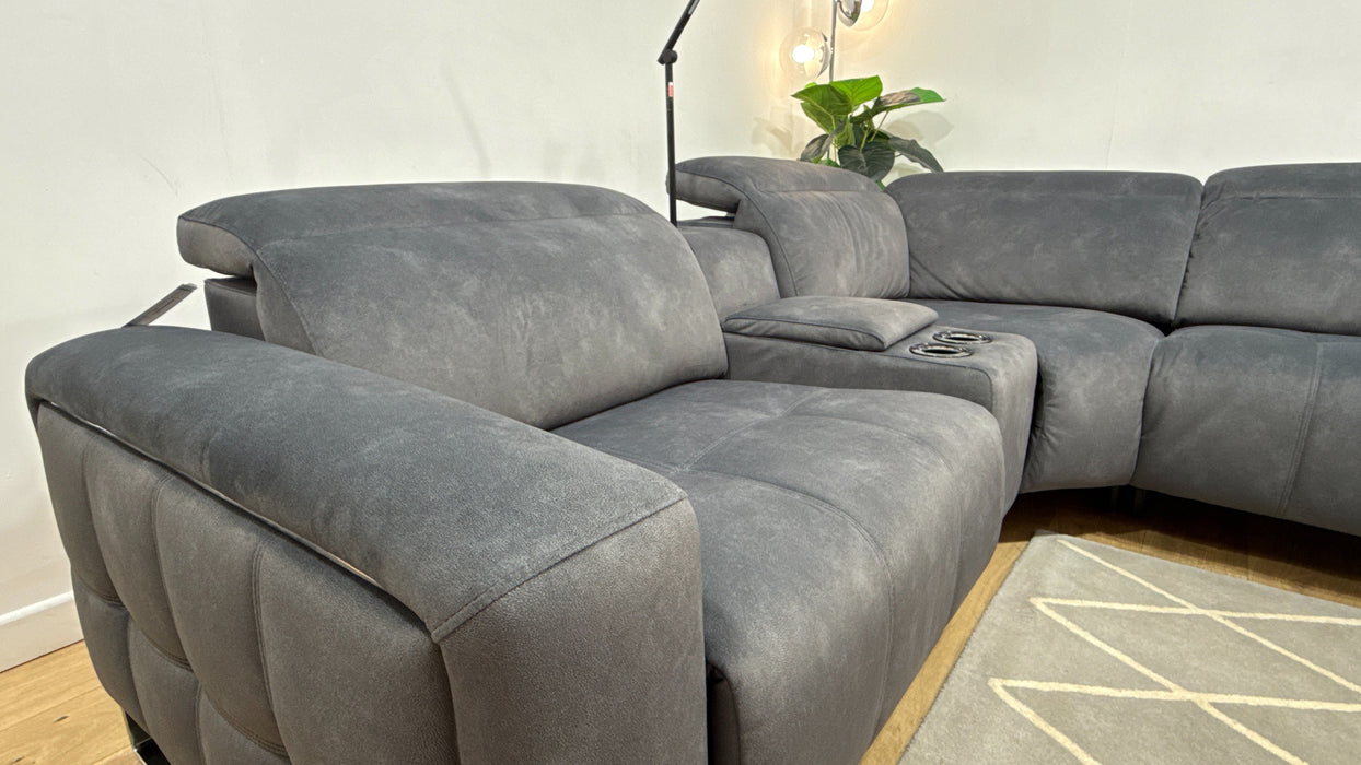 Sofology The Marvella Fabric 1.5 Console Corner 3 Power Recliner/Headrest in Lifestyle Flecked Charcoal