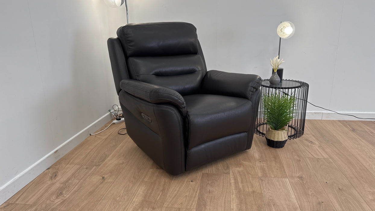 Broxton Leather Chair - Power recliner - Power headrest - Black Coffee