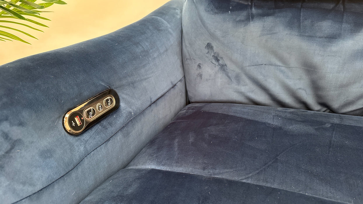 Sofology Renato Fabric 2.5 Seater Console Power Recliner in Heritage Velvet Royal