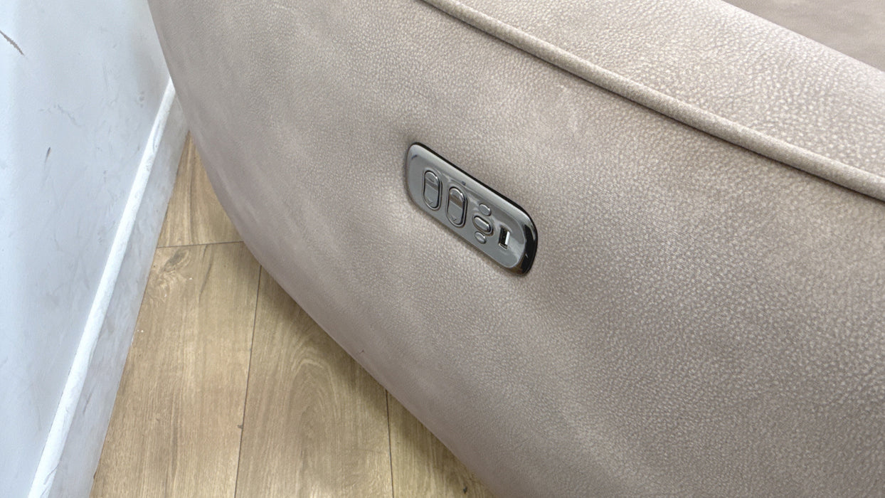 Sofology Serene Fabric 3 Seater Chaise Power Recliner Mottled Latte