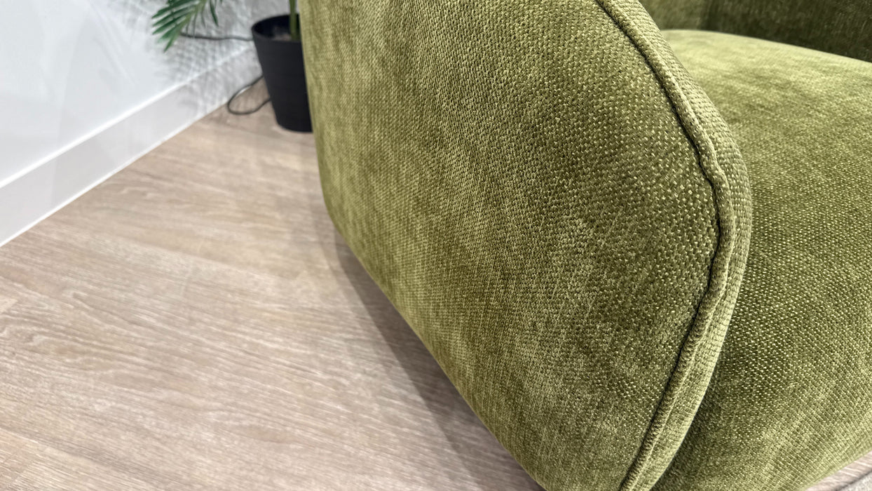 Sofology Larsen Fabric Chair in Chunky Linen Look Chenille Olive