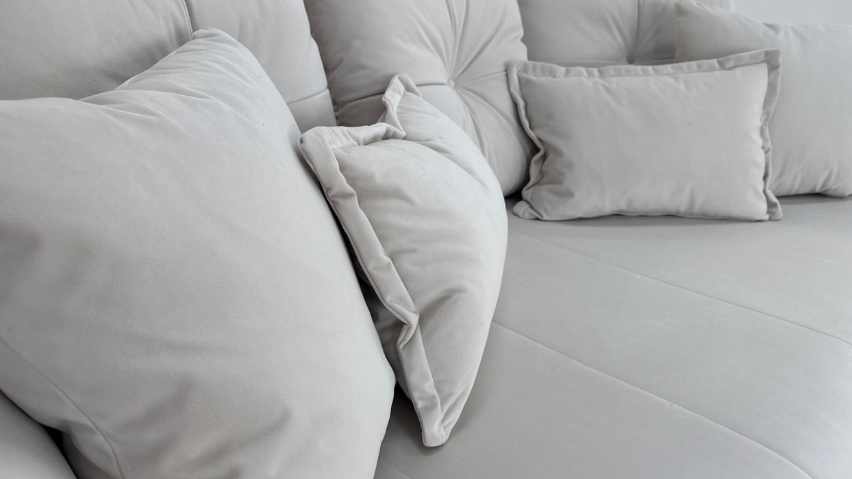 Sofology The Oscar 3 Seater Fabric Sofa in Super Matt Velvet Ecru All Over