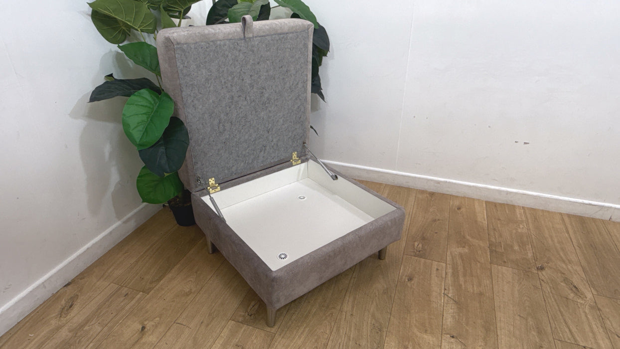 Sofology Hackney Fabric Storage Memory Foam Footstool in Lifestyle Dapple Silver