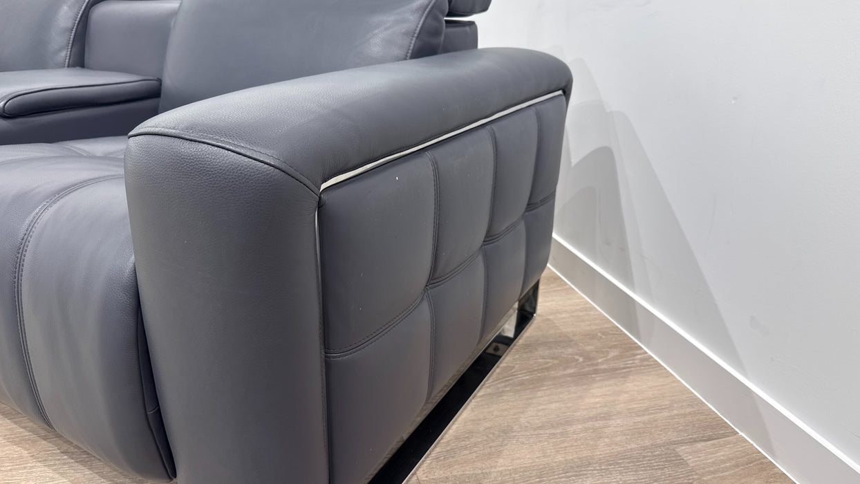Sofology Marvella Leather 2 Seater Console Power Recliner/Headrest in Trusty Sheen Lavender Grey