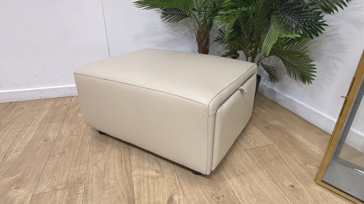 Sofology Premiere Leather Designer Storage Footstool in Trusty Embossed Bone China