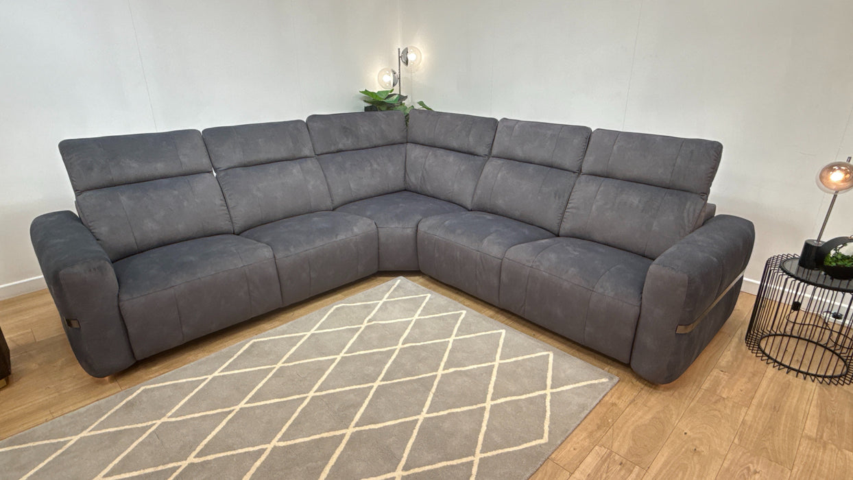 Sofology Lumiere Fabric 3 Corner 3 Power Recliner/Headrest Heated Seats in Lifestyle Flecked Charcoal